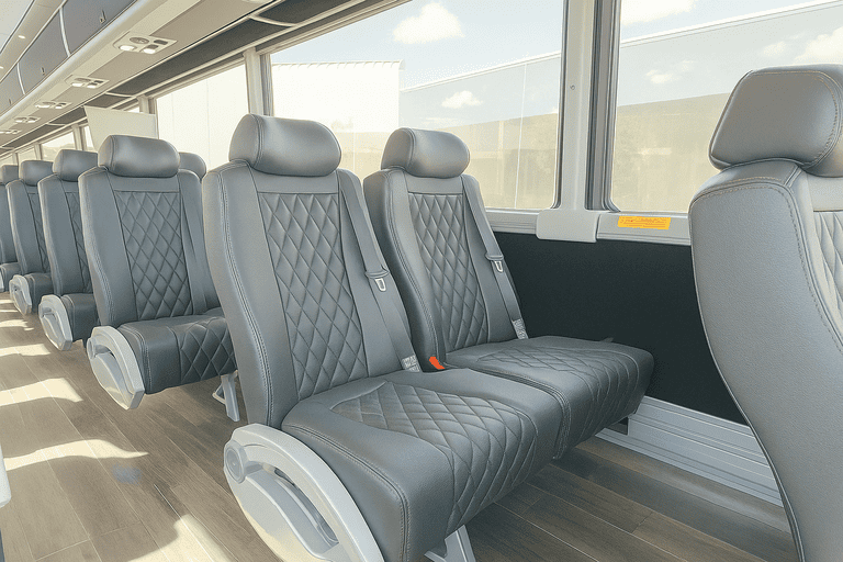 interior of Coach Bus Pflugerville charter bus