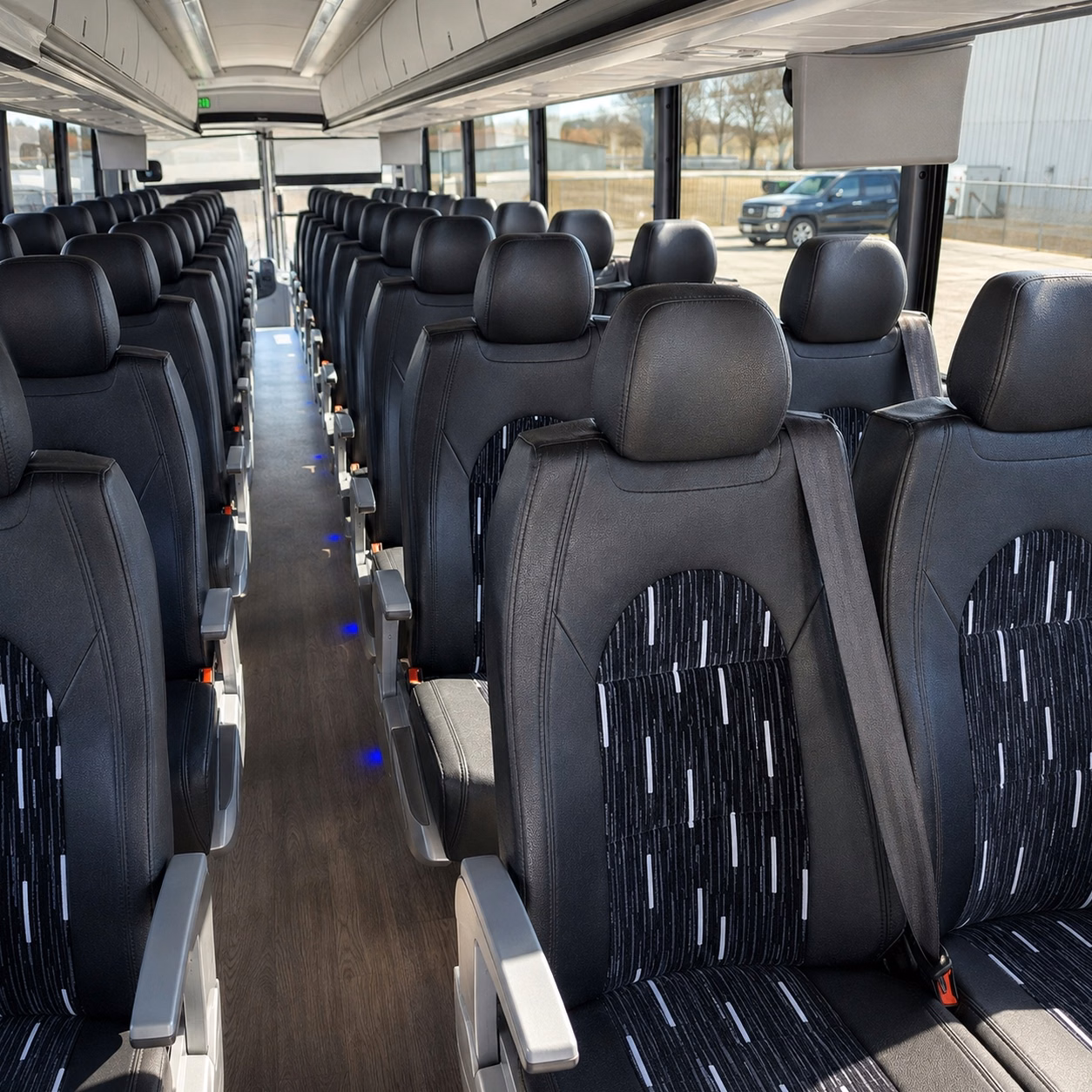 56 passenger charter bus inside